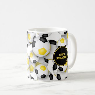 black gold soccer school team colors coach gift coffee mug