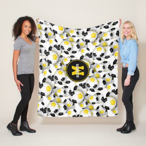 black gold soccer team colors girls boys sports fleece blanket