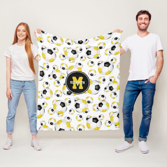 black gold soccer team colors girls boys sports fleece blanket