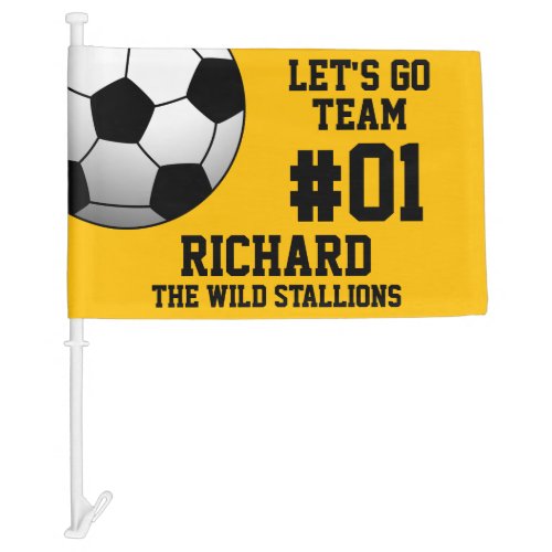 Black Gold Soccer Team Spirit Car Flag