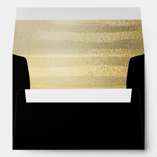 Black & Gold Soft Stripe Inside 2017 Grad Matching Envelope (Back (Bottom))