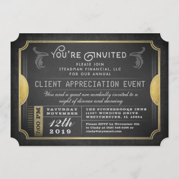 Black & Gold Sophisticate Ticket Corporate Invite by juliea2010 at Zazzle