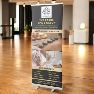 Black Gold Spa Salon Services Photo Collage Logo Retractable Banner