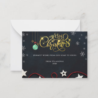 Black Gold Sparkle Merry Christmas Postcard