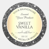 Black Gold Sparkle Silver Glitter Product Labels