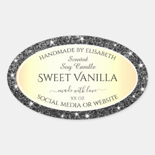 Black Gold Sparkle Silver Glitter Product Labels