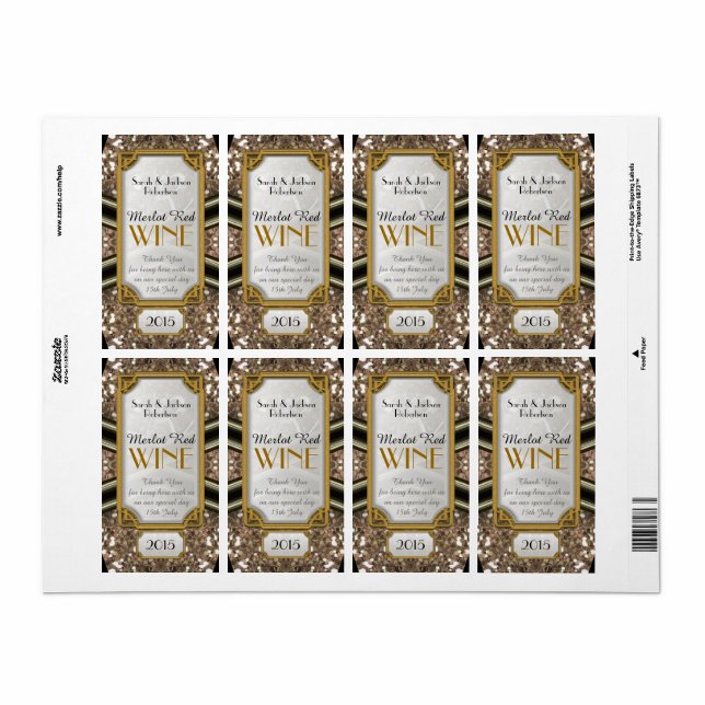 Black Gold Sparkler Wine Bottle Labels (Full Sheet)