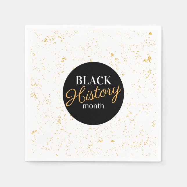 Black & Gold Specks Black History Month Napkins (Front)