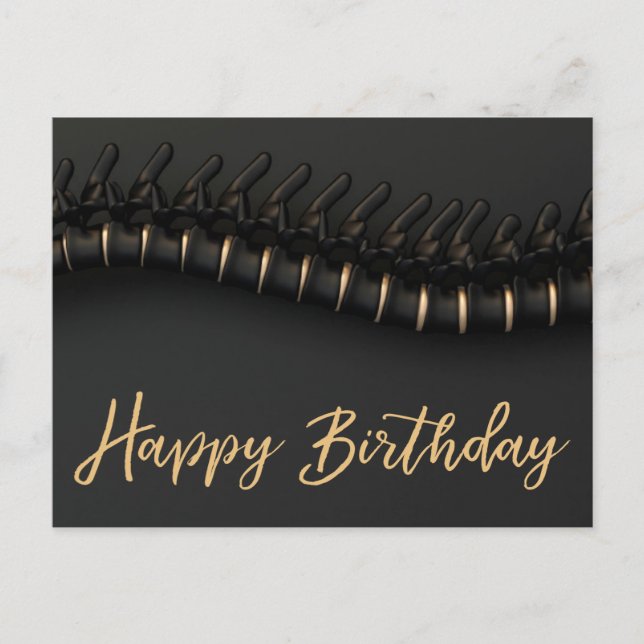 Black Gold Spine Chiropractic Birthday Postcard (Front)