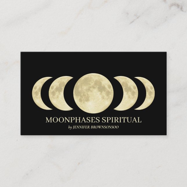Black Gold Spiritual Moon Business Card (Front)