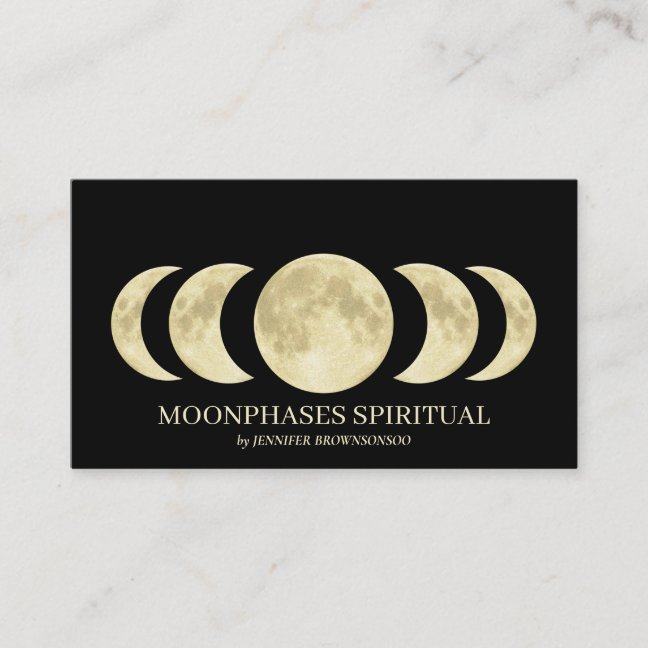 Black Gold Spiritual Moon Business Card