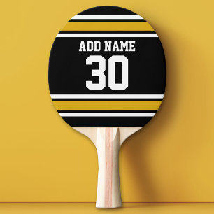 Black Gold Sports Jersey with Your Name and Number Ping-Pong Paddle