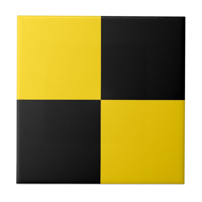 Black & Gold Square Box Stylish Pattern Ceramic Tile (Front)