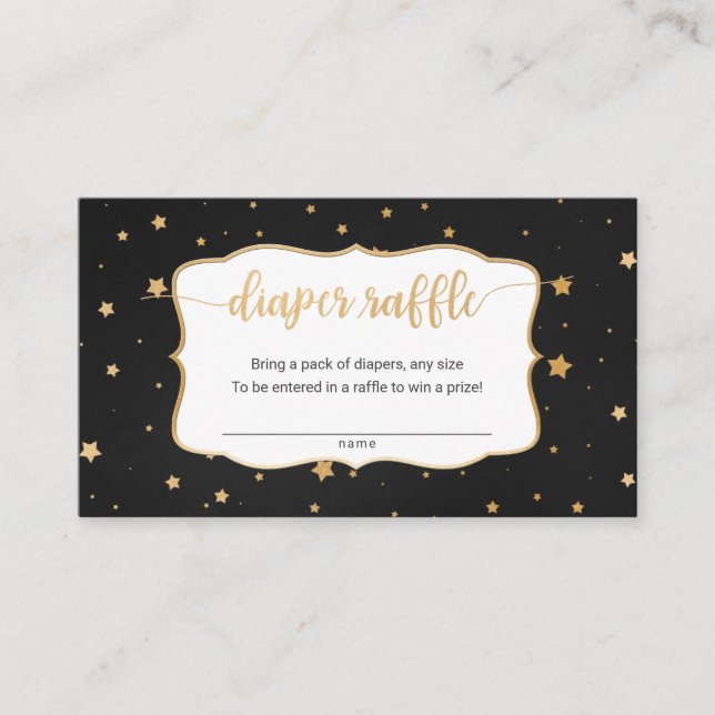 Black gold star chalkboard diaper raffle ticket (Front)