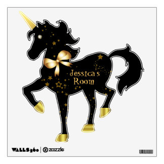 Black & Gold Star Light Custom Unicorn Wall Decal