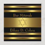 Black Gold Star of David Bar Mitzvah Invitation<br><div class="desc">Black and gold Star of David Bar Mitzvah invitation. You can easily customize this beautiful black and gold Bar Mitzvah invitation for your event by simply adding your details in the font style and wording of your choice.</div>
