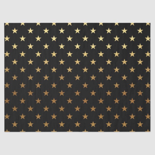 black gold star pattern party tissue paper (Front)