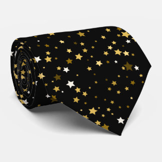Black Gold Star Pattern Work, Graduation, Gift Neck Tie