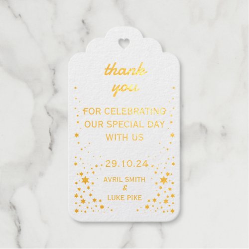 Black Gold Star Wedding Gift Tag