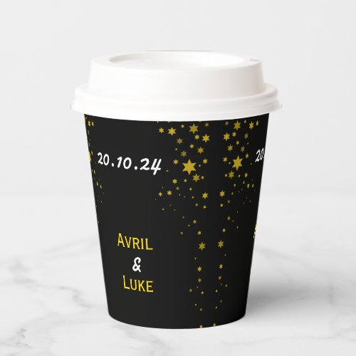 Black Gold Star Wedding Paper Cup