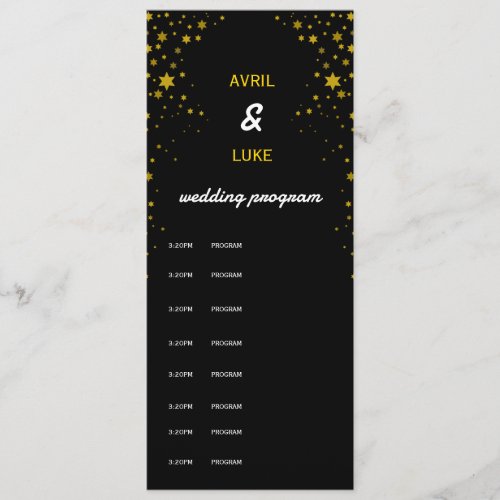 Black Gold Star Wedding Program