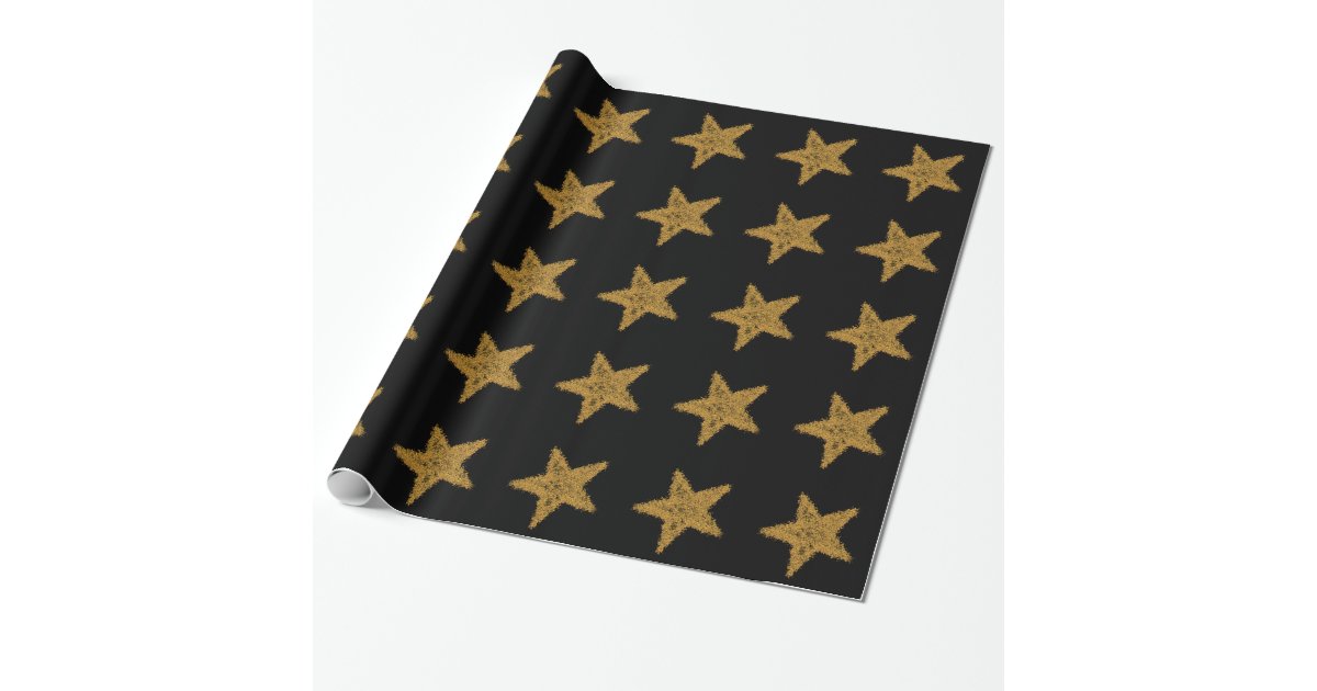 Black & Gold Star Wrapping Paper Roll 