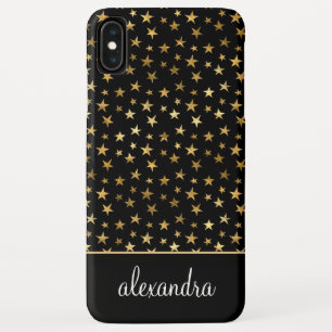 Black - Gold Stars Celestial Monogram iPhone XS Max Case