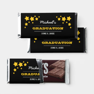 Black Gold Stars Graduation Hershey Bar Favors
