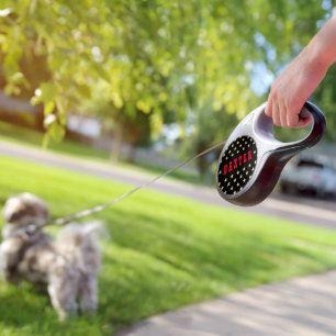 Black Gold Stars Monogrammed Pet Lovers Dog Owners Retractable Pet Leash