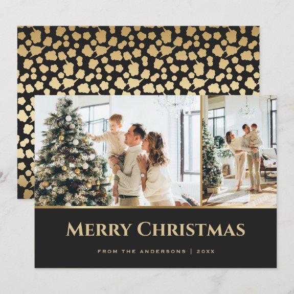 Black Gold Stars Photo Christmas Card