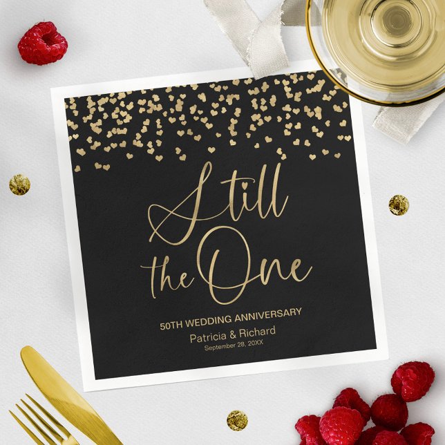Black Gold Still The One Wedding Vow Renewal Napkins (Creator Uploaded)