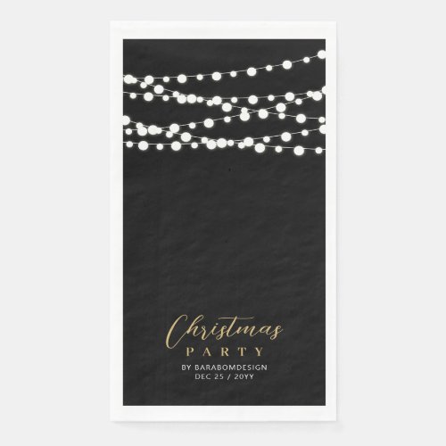 Black Gold String Lights Elegant Christmas Holiday Paper Guest Towels