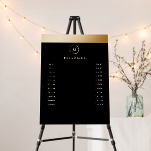 Black Gold Stripe Monogramm Circle  Foam Board