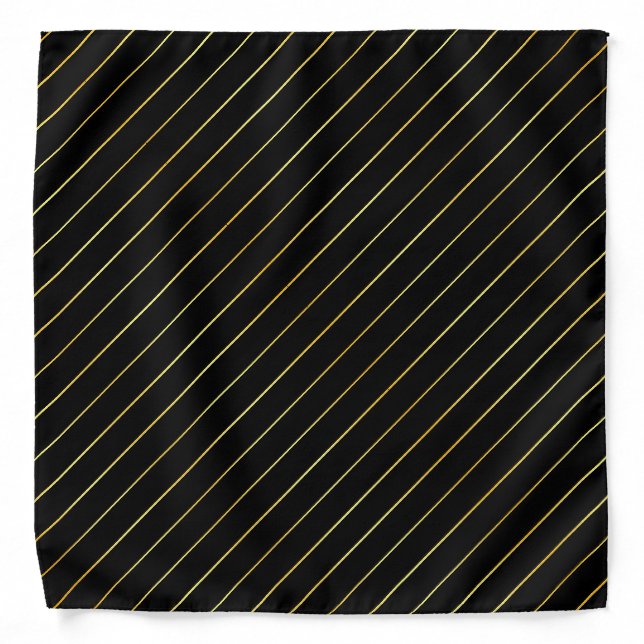 Black Gold Striped Trendy Elegant Template Trendy Bandana (Front)