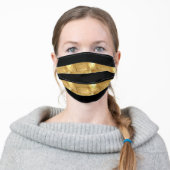 Black Gold Stripes Adult Cloth Face Mask (Worn)