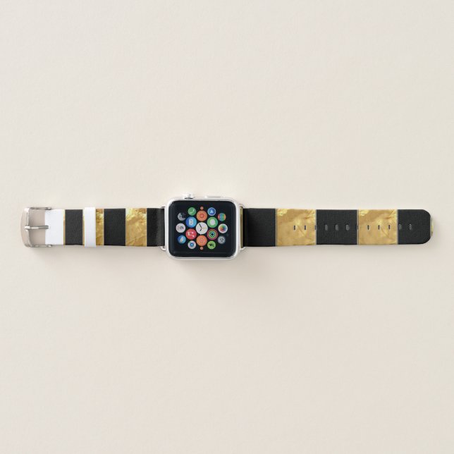 Black Gold Stripes Apple Watch Band (Front)