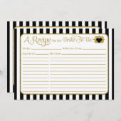 Black Gold Stripes Bridal Shower Recipe Card (Front/Back)