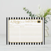 Black Gold Stripes Bridal Shower Recipe Card (Standing Front)