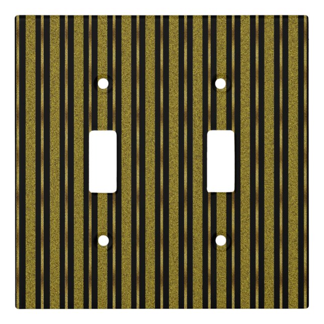 Black & Gold Stripes Light Switch Cover (Front)