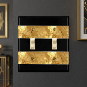 Black Gold Stripes Light Switch Cover