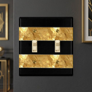 Black Gold Stripes Light Switch Cover