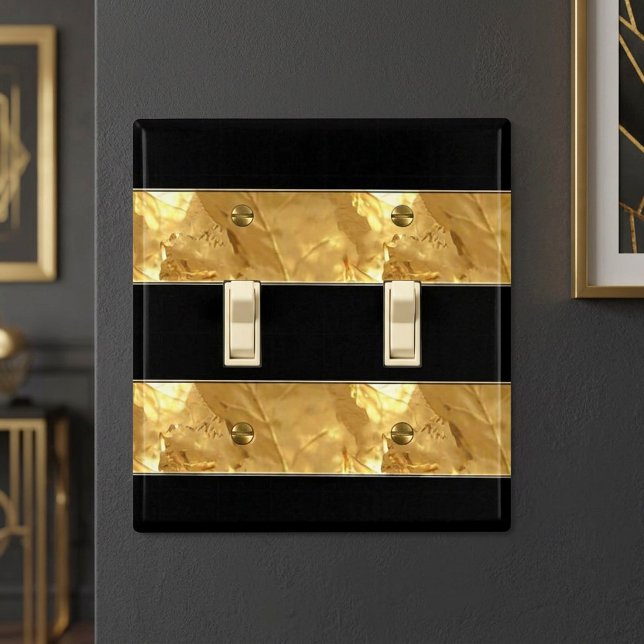 Black Gold Stripes Light Switch Cover (Creator Uploaded)