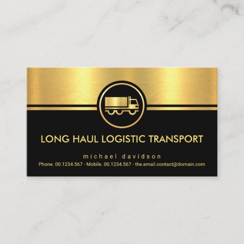 Black Gold Stripes Logistics Transportation Driver Business Card