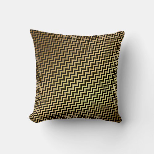 Black Gold Stripes Zig Zag Geometry Minimal Linear Throw Pillow