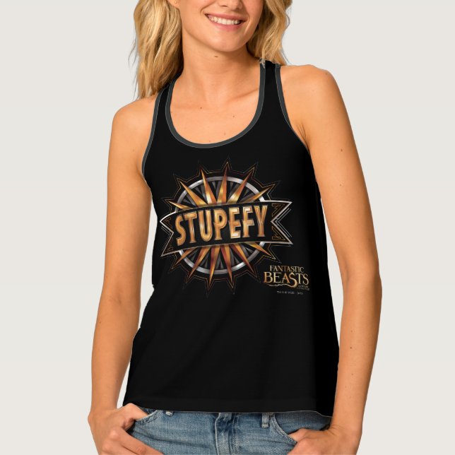 Black & Gold Stupefy Spell Graphic Tank Top (Front)