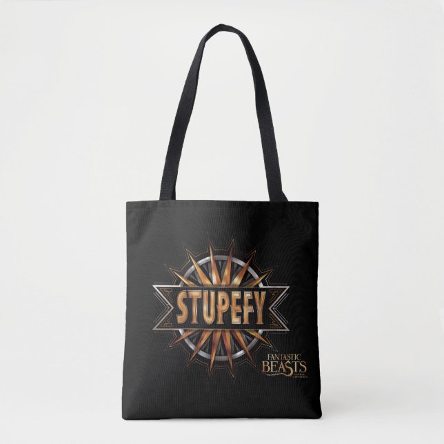 Black & Gold Stupefy Spell Graphic Tote Bag (Front)