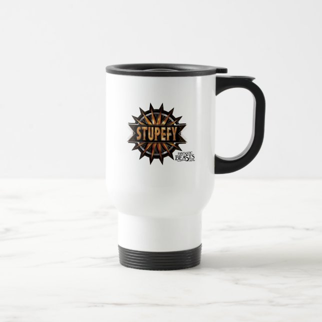 Black & Gold Stupefy Spell Graphic Travel Mug (Right)