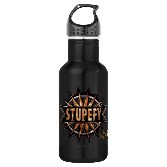 Black & Gold Stupefy Spell Graphic Water Bottle (Front)