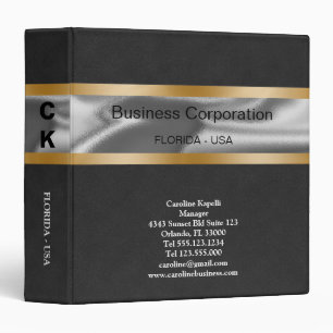 Black & Gold Suede Leather Corporation 3 Ring Binder