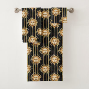 Black Gold Sun Eyelashes   Bath Towel Set